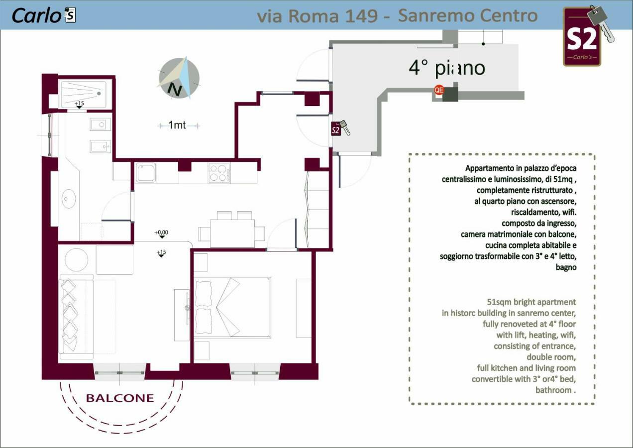 Carlos Bcs2 - Sanremo Center Suite - Eksteriør billede